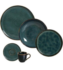 Aparelho De Jantar Porto Brasil Bio Oceano 30 Peças Cerâmica Stoneware Azul Mesa Posta